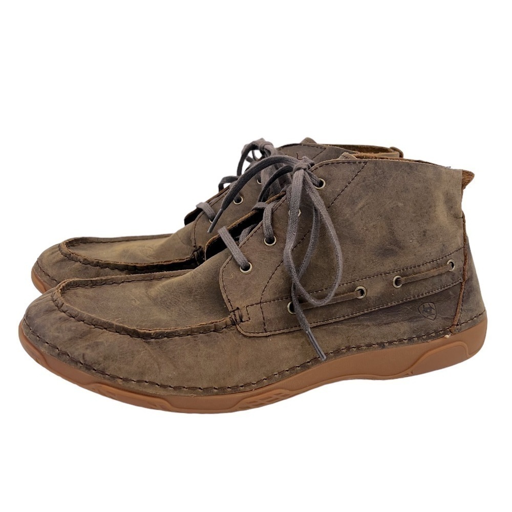 Ariat Holbrook Men’s Brown Leather Laced Up Chukka Boots - Picture 3 of 16